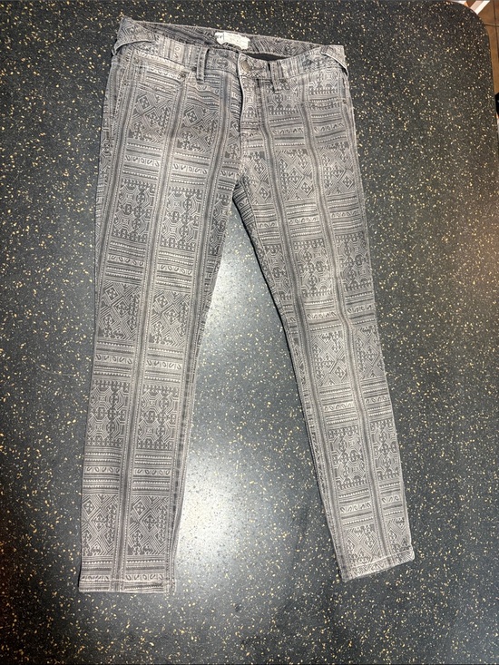 Free People Denim - Free People Grey Patterned Skinny Jeans